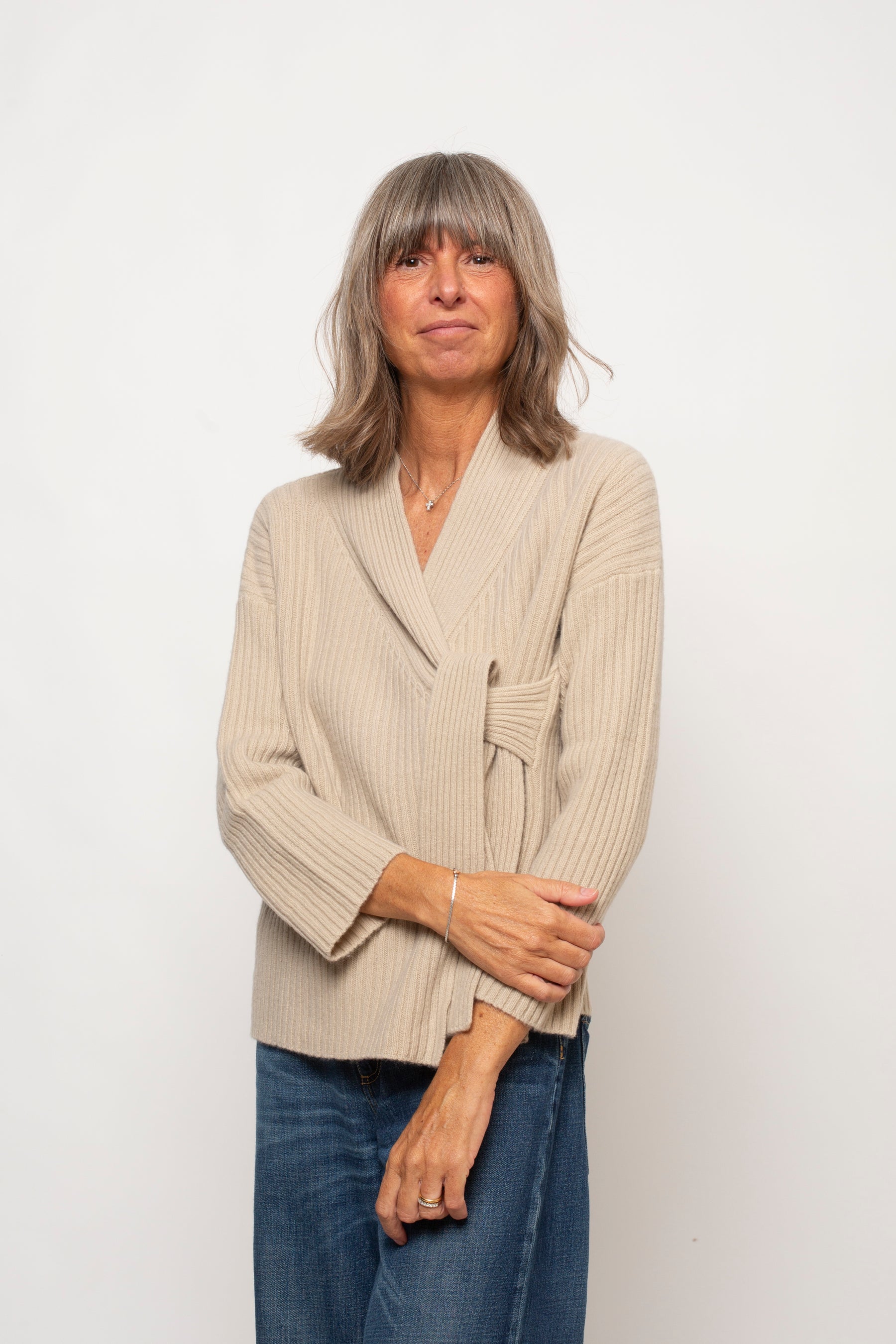 Cardigan a coste con lacci Eufonia