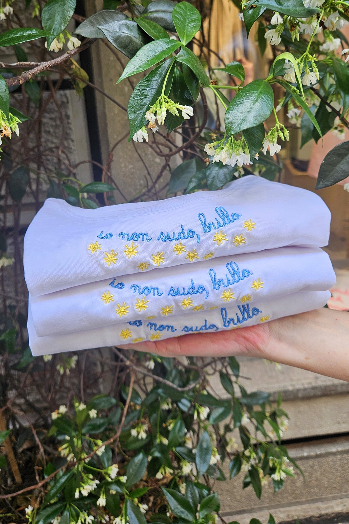T-Shirt manica corta "io non sudo, brillo"