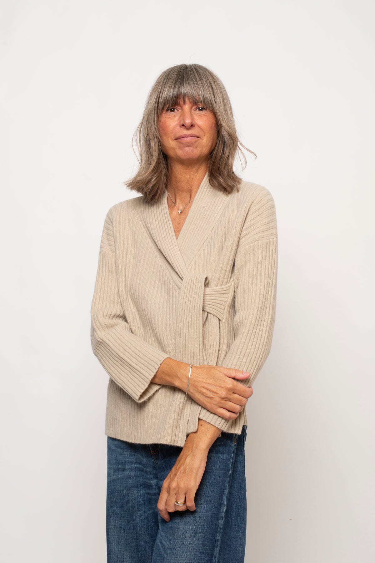 Cardigan a coste con lacci Eufonia