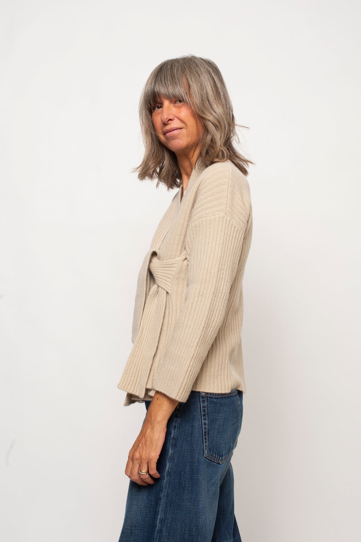 Cardigan a coste con lacci Eufonia