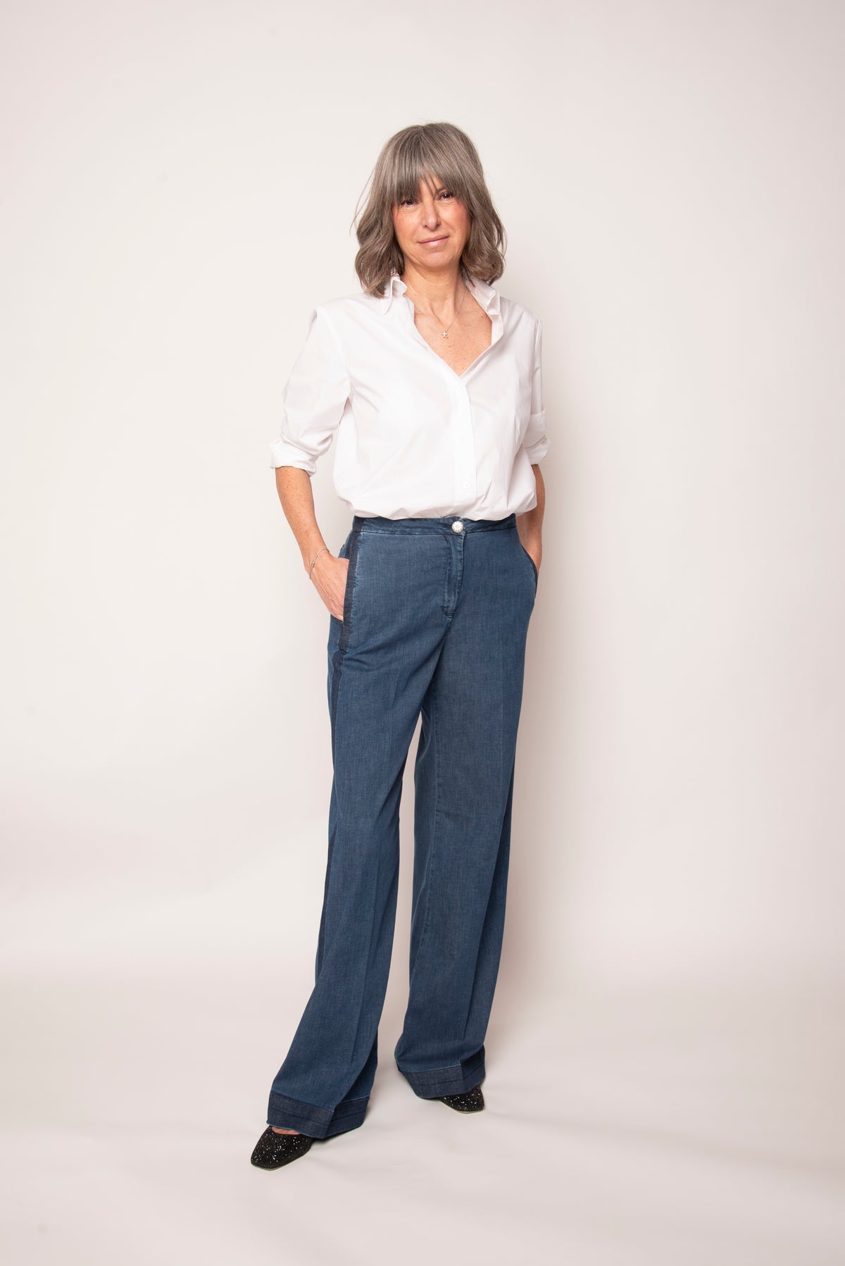 Jeans Flaire Smocking Silk Stretch Shaft