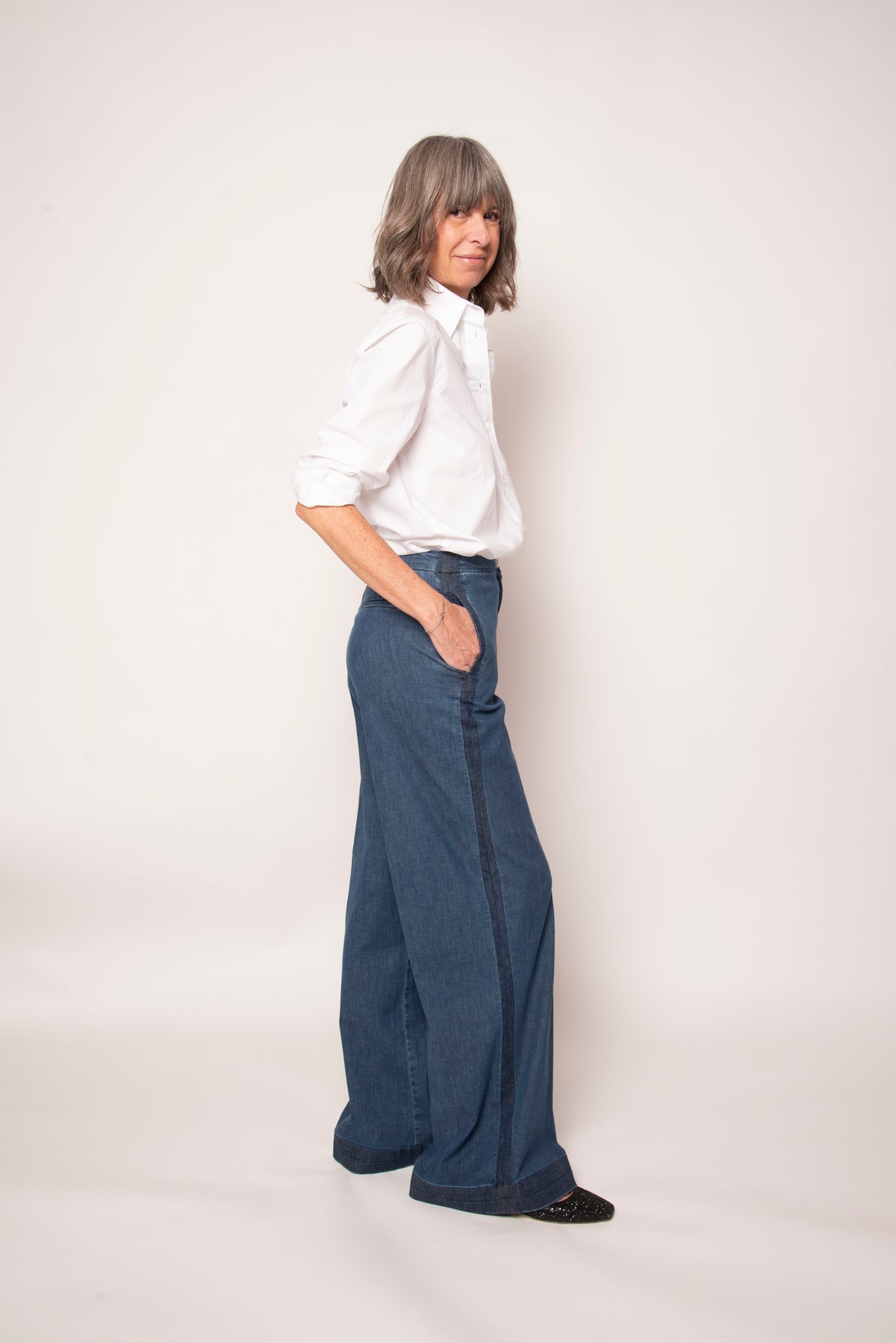 Jeans Flaire Smocking Silk Stretch Shaft