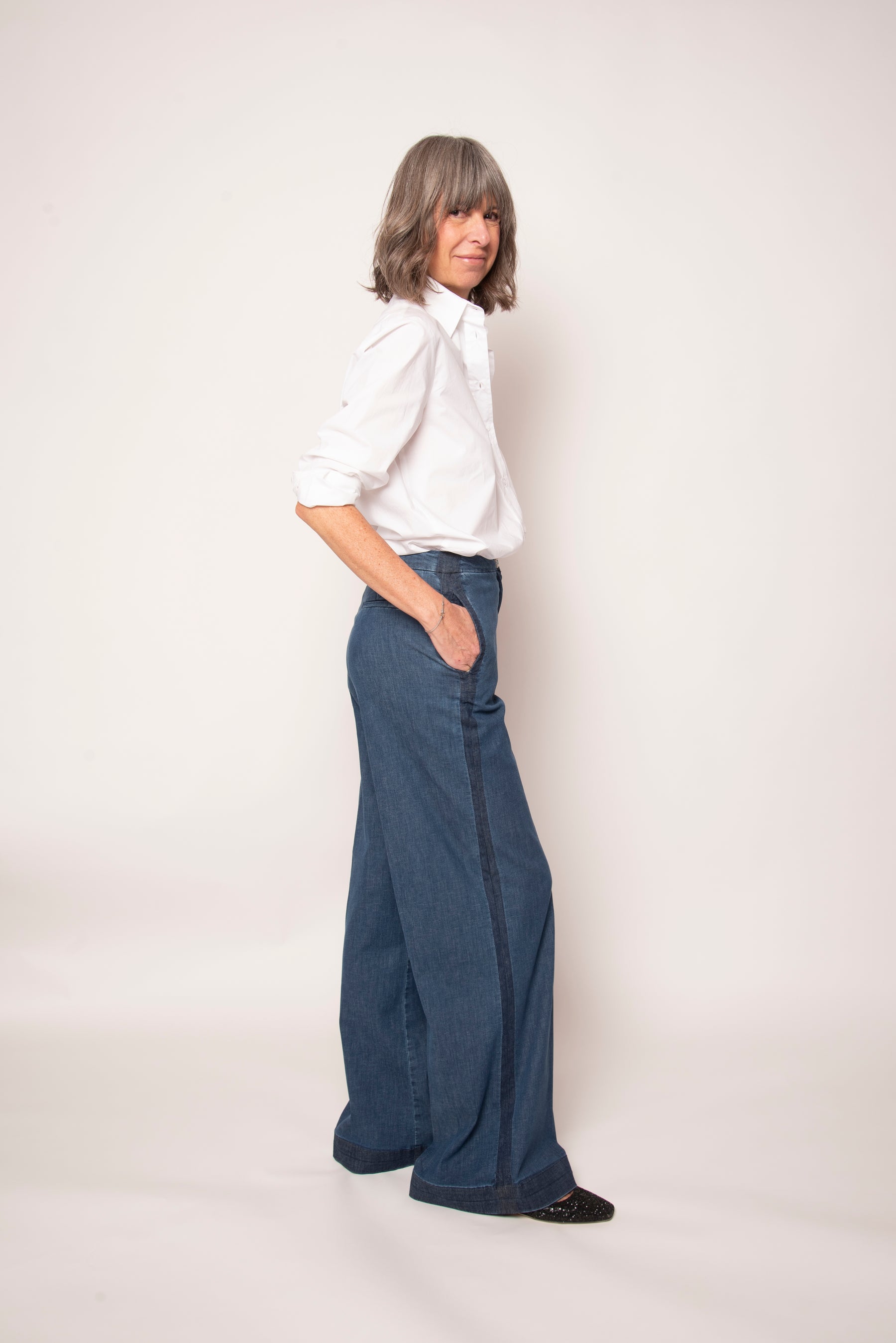 Jeans Flaire Smocking Silk Stretch Shaft