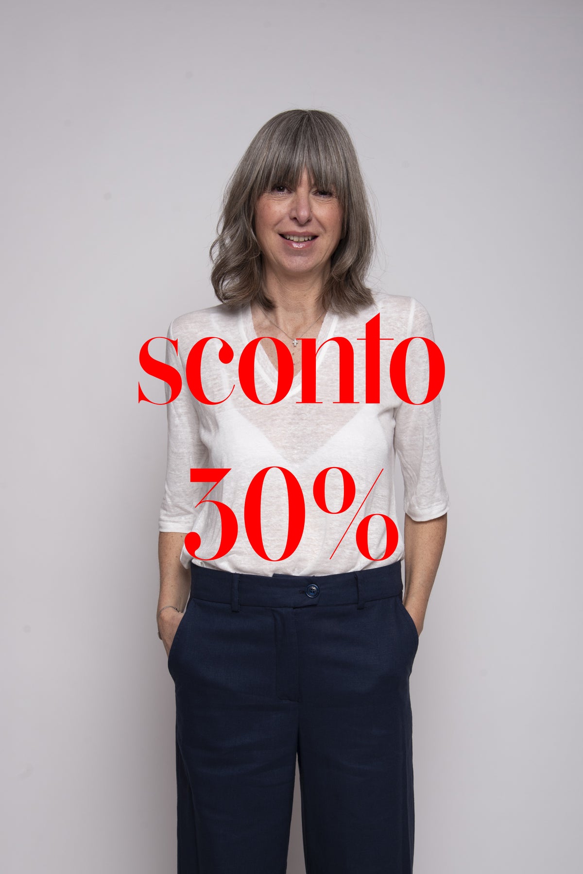 T-Shirt scollo V in 100% lino Eufonia