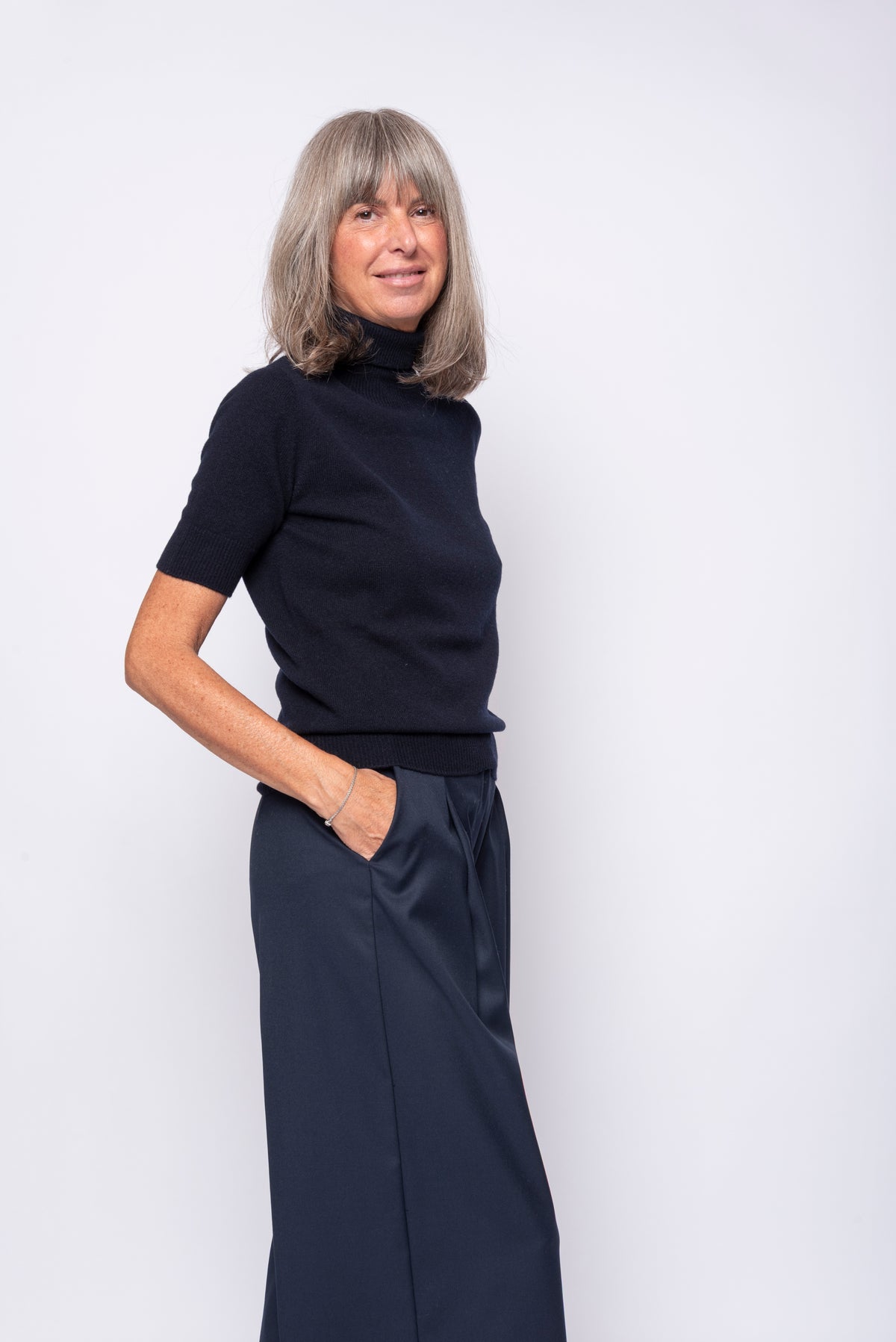 Maglia 100% Cashmere Collo Alto e Manica Corta | Agata Aspen