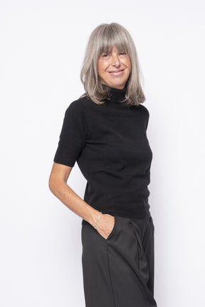 Maglia 100% Cashmere Collo Alto e Manica Corta | Agata Aspen