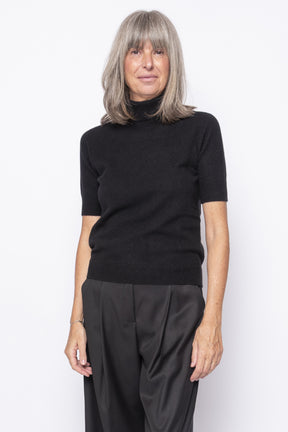 Maglia 100% Cashmere Collo Alto e Manica Corta | Agata Aspen