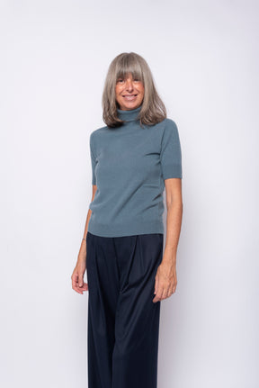 Maglia 100% Cashmere Collo Alto e Manica Corta | Agata Aspen