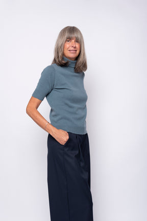 Maglia 100% Cashmere Collo Alto e Manica Corta | Agata Aspen