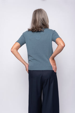 Maglia 100% Cashmere Collo Alto e Manica Corta | Agata Aspen