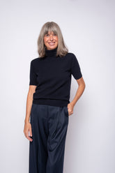 Maglia 100% Cashmere Collo Alto e Manica Corta | Agata Aspen