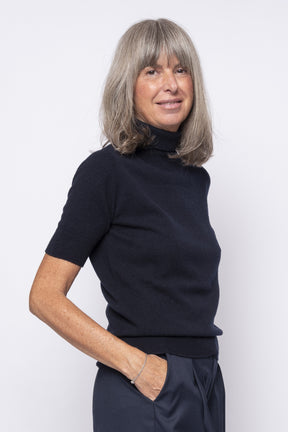 Maglia 100% Cashmere Collo Alto e Manica Corta | Agata Aspen
