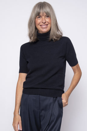 Maglia 100% Cashmere Collo Alto e Manica Corta | Agata Aspen