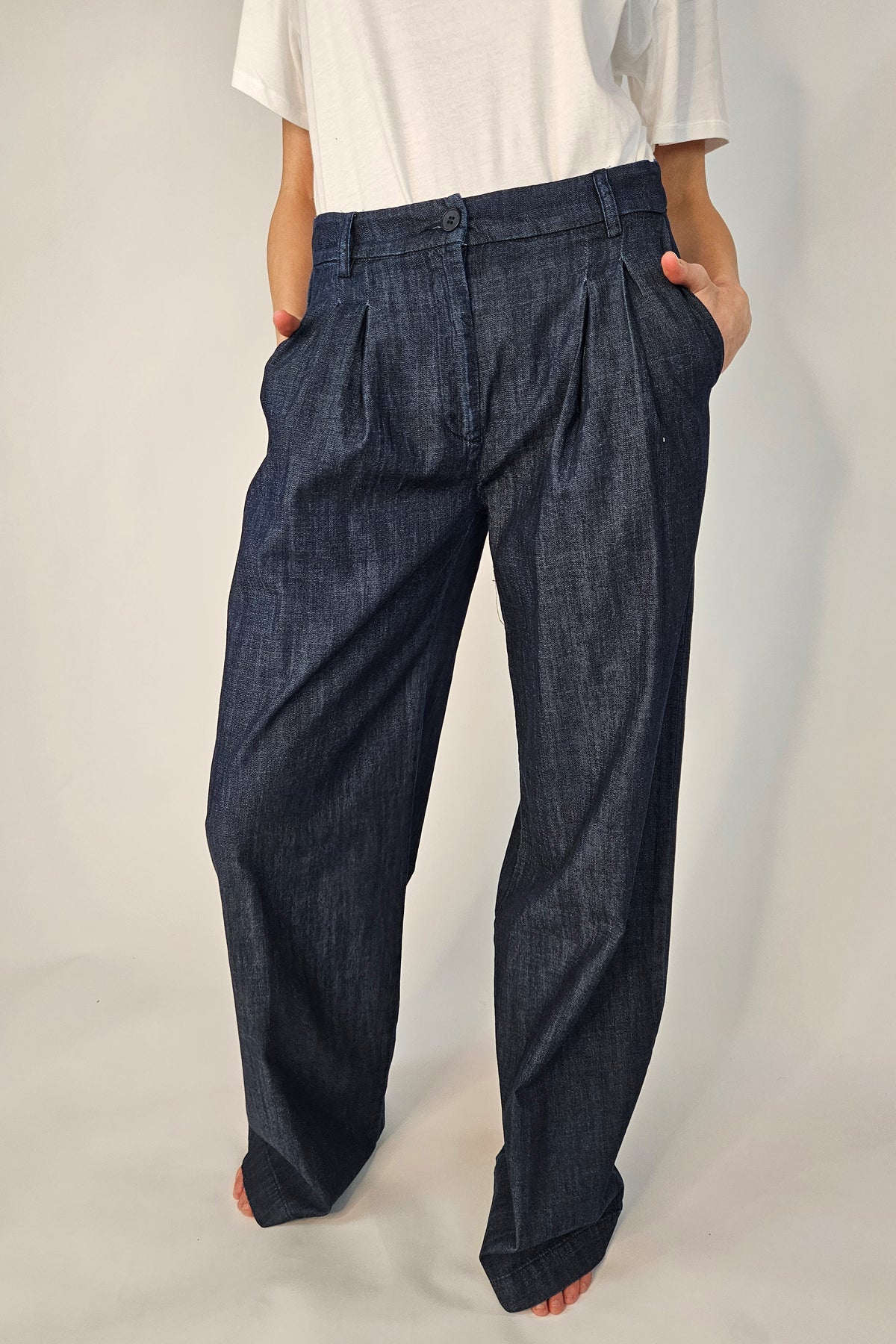 Emma Pleated Jeans Trousers