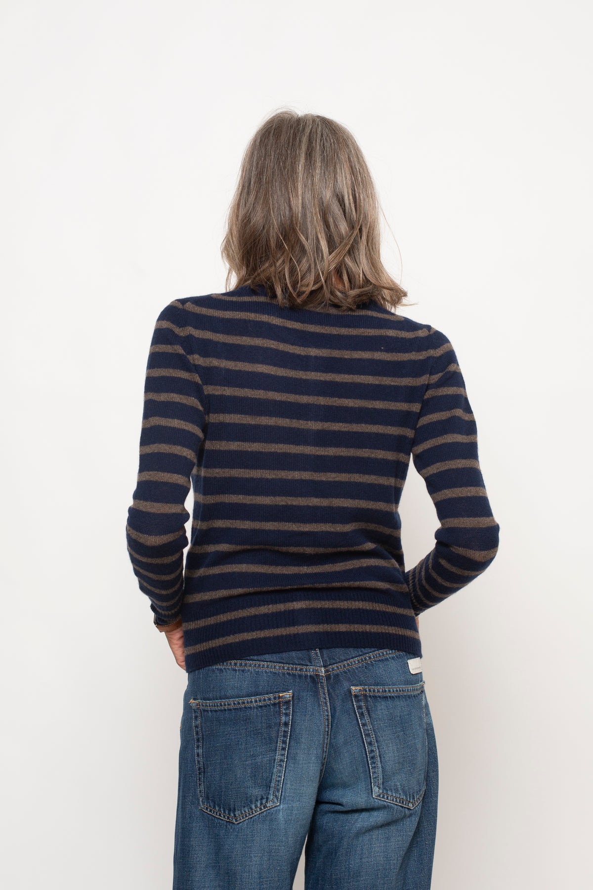Cardigan 8 bottoni a righe100% Cashmere Aragona