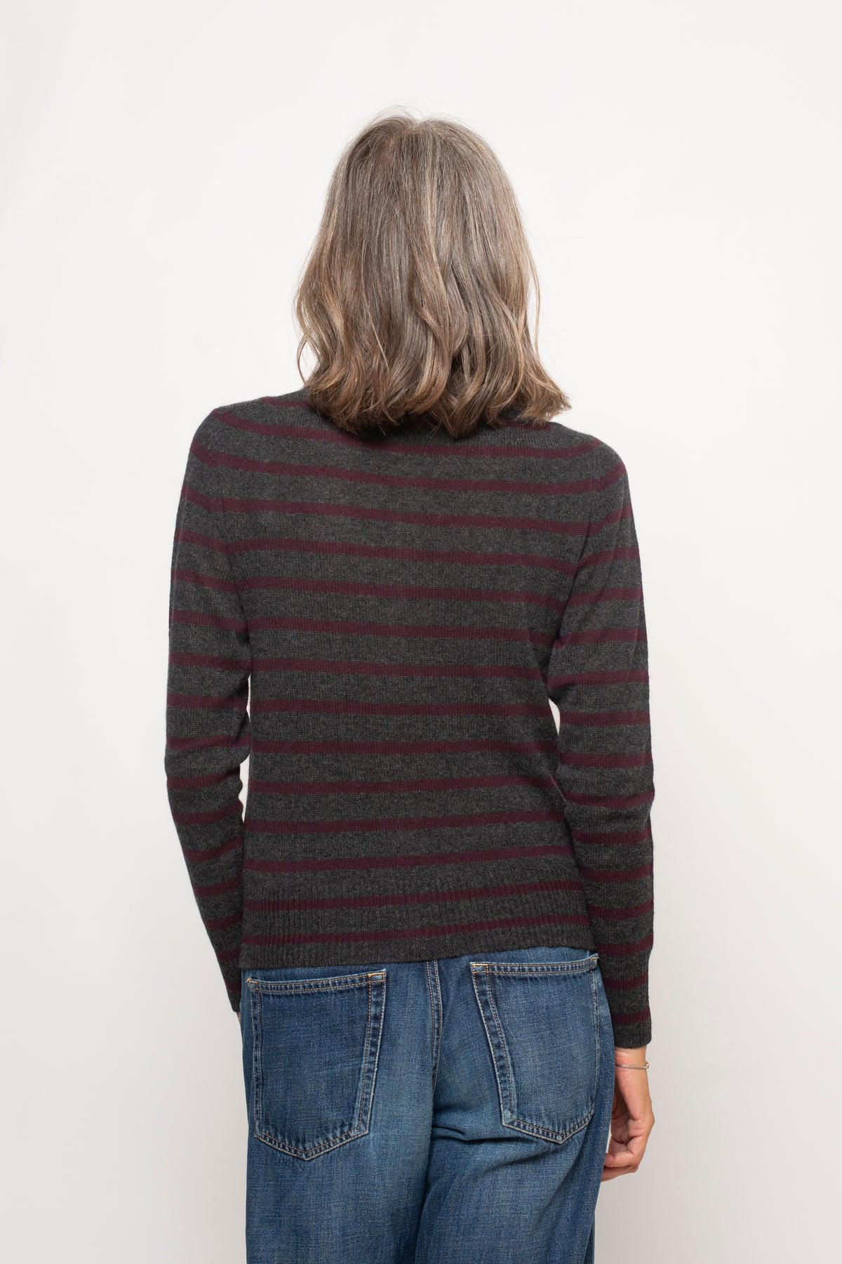Cardigan 8 bottoni a righe100% Cashmere Aragona