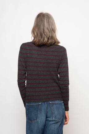 Cardigan 8 bottoni a righe100% Cashmere Aragona