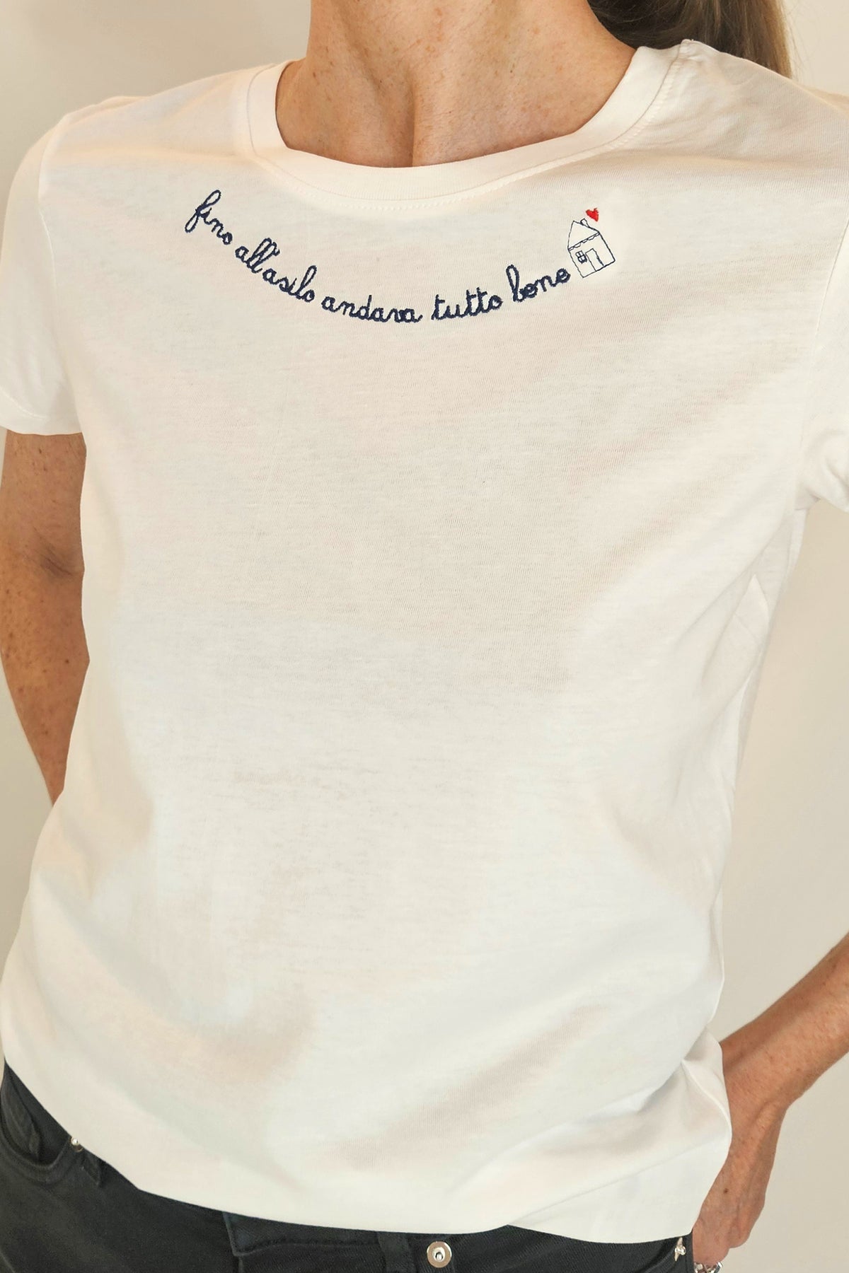 T-Shirt manica corta "fino all'asilo andava tutto bene"